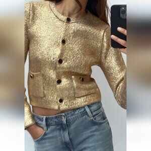 ZARA FOIL KNIT CARDIGAN